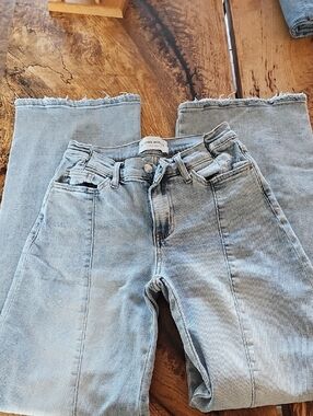 Flying Monkey Light Blue High-Rise Jeans with Frayed Hem